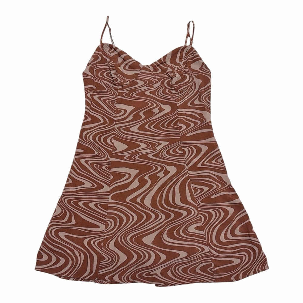LA Hearts Brown Swirl Print Mini Dress - Size Medium